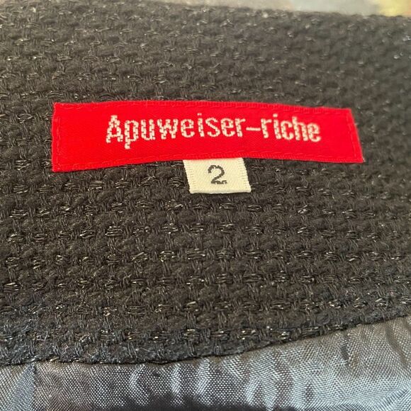 Black Sparkle Tweed Mini-Skirt Ruffles Size 2 Japanese Brand Apuweiser-Riche - Picture 5 of 6